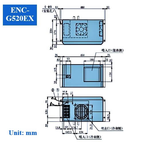 Điều hòa tủ điện ENC-G520EX mặt trước