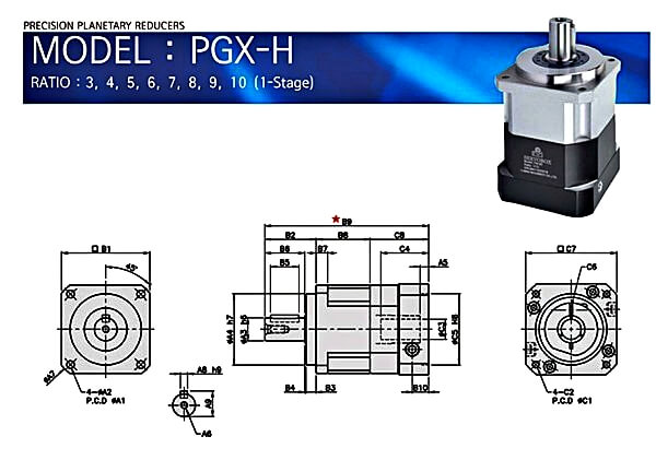 PGX120-H-10 Hộp số giảm tốc ATG Reducer Liming thông số kích thước