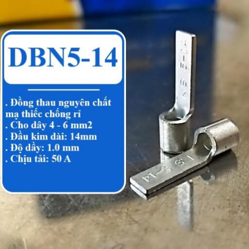 Đầu cos pin dẹp, đầu cốt kim dẹt bằng đồng bấm nối dây điện DBNB 5-14