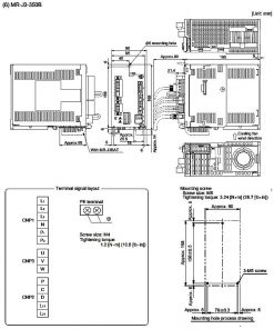 MR-J3-350B bộ điều khiển servo amplifier Mitsubishi kích thước