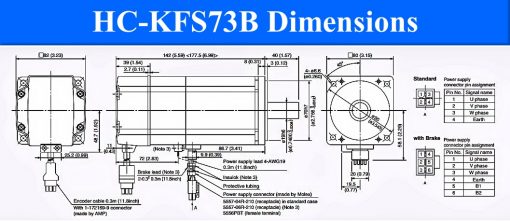 AC Servo Mitsubishi HC-KFS73B Dimensions