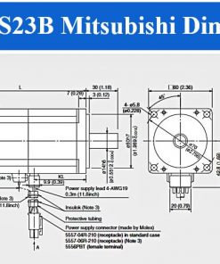 Servo Motor Mitsubishi HC-MFS23B dimensions