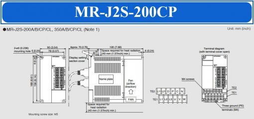 Bộ điều khiển Servo Driver Amplifier Mitsubishi MR-J2S-200CP kích thước