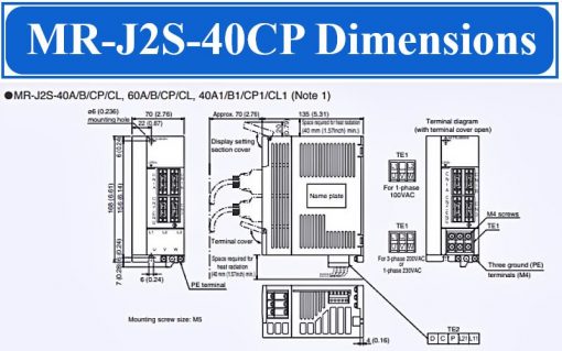 Bộ điều khiển Servo Driver Amplifier Mitsubishi MR-J2S-40CP Dimensions