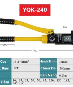 kìm bấm cốt thuỷ lực YQK240 chuyên dùng bấm các loại đầu cos dây điện cứng tiết diện từ 25mm2